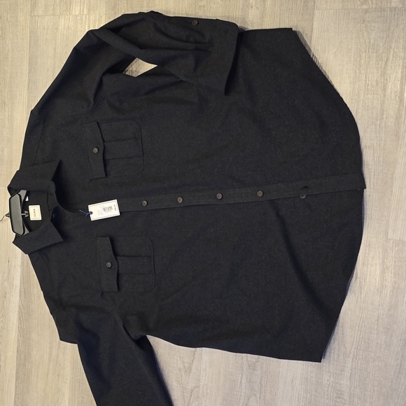 Rowm Men's button front button cargo pocket shirt jacket gray Layer New 2XB Hot - Picture 2 of 5